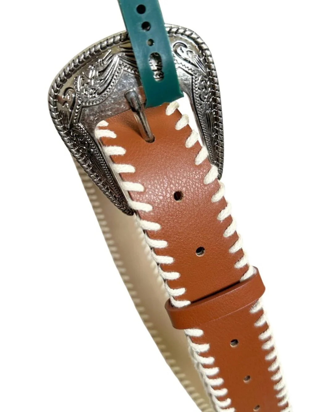 NWT Wild Fable Brown Faux Leather Whipstitch Western Belt